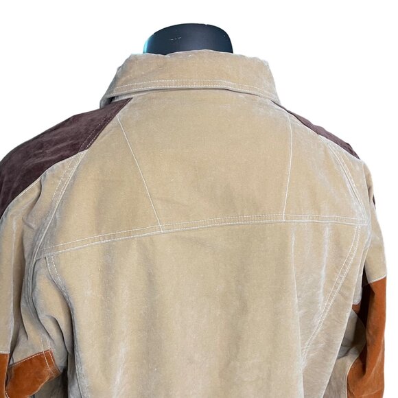 Mens Koman Suede Jacket Button Down Coat Color Blocked Size L New u - Picture 12 of 16